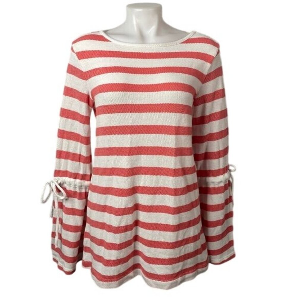 Caslon Pink White Striped Bell Sleeve Dress Gogo Style Oversized Sweater Dress S